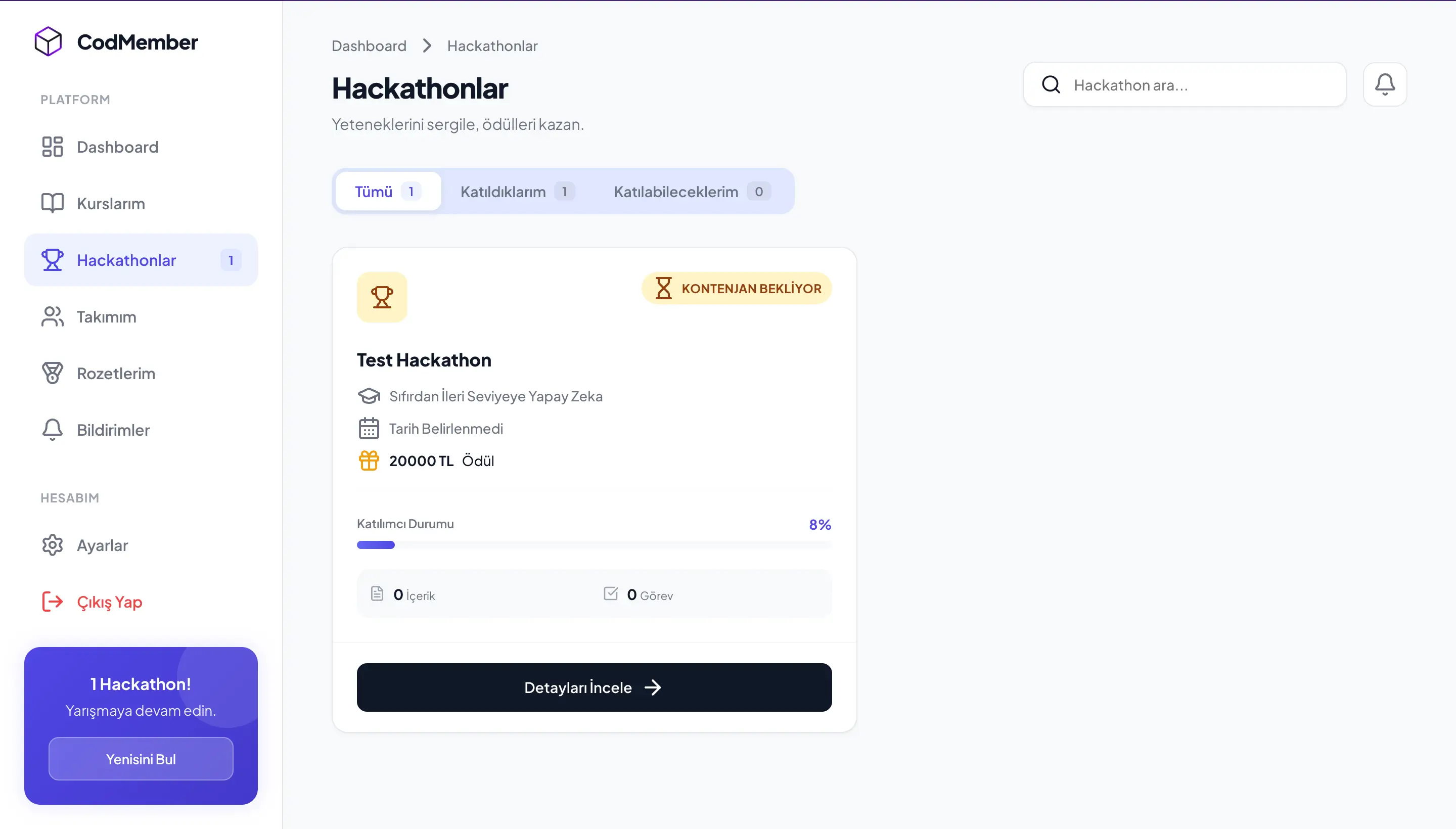 CodMember Hackathon Kaydı