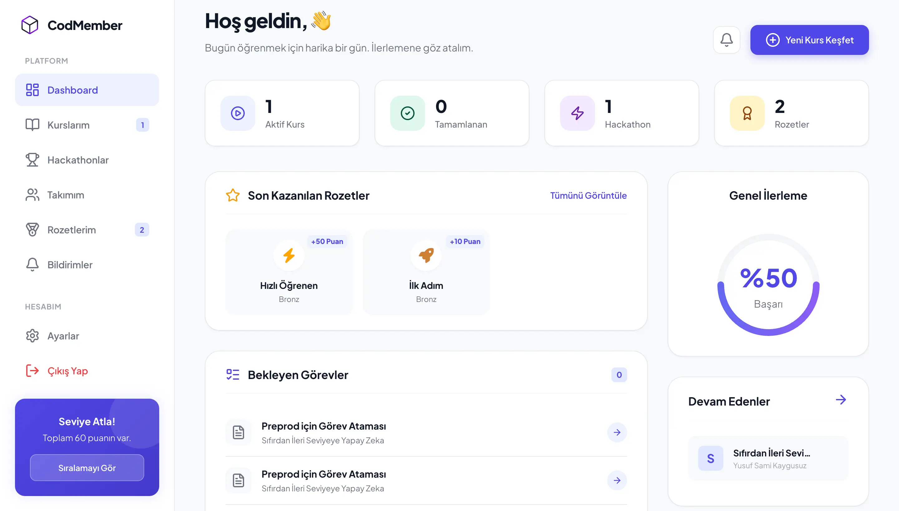 CodMember Öğrenci Paneli