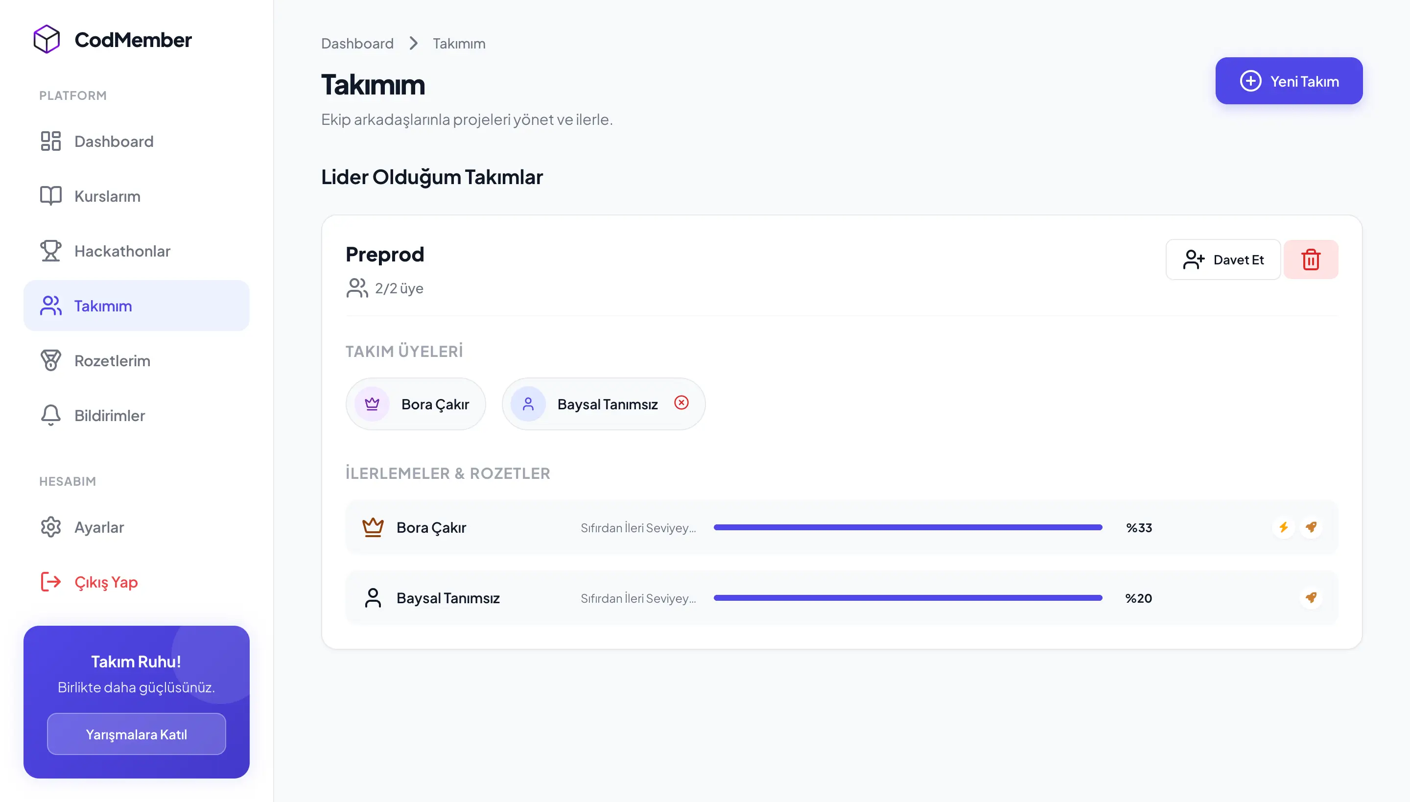 CodMember Takım Yönetimi